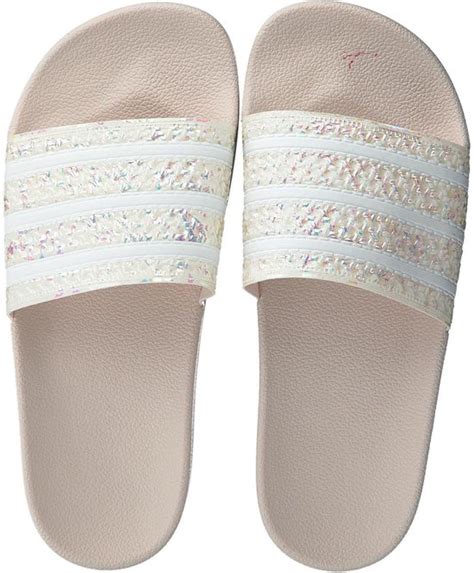 witte adidas slippers dames met goud